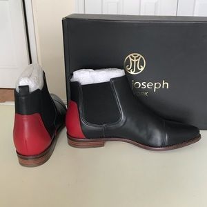 Marc Joseph black and red leather Chelsea boots, size 9